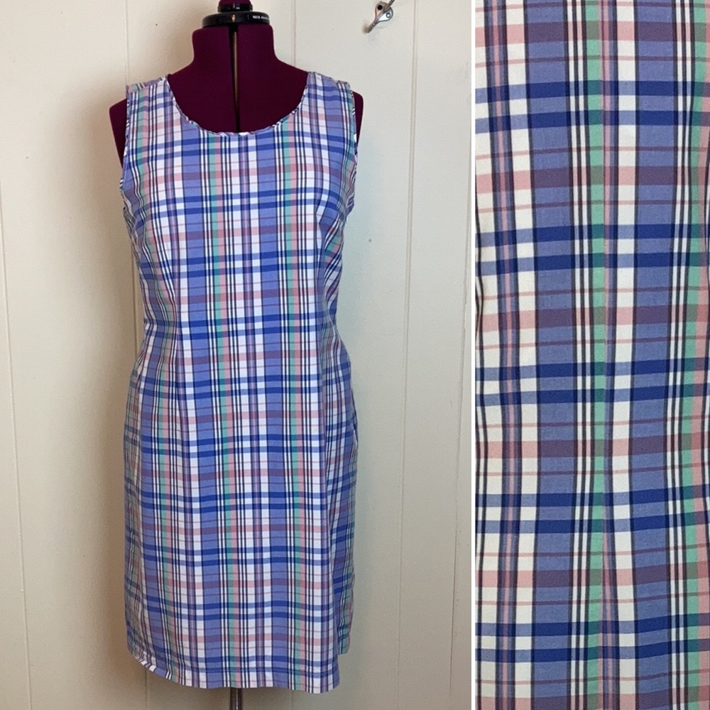 L.L. Bean Plaid Midi Dress - Blue, Red, Green